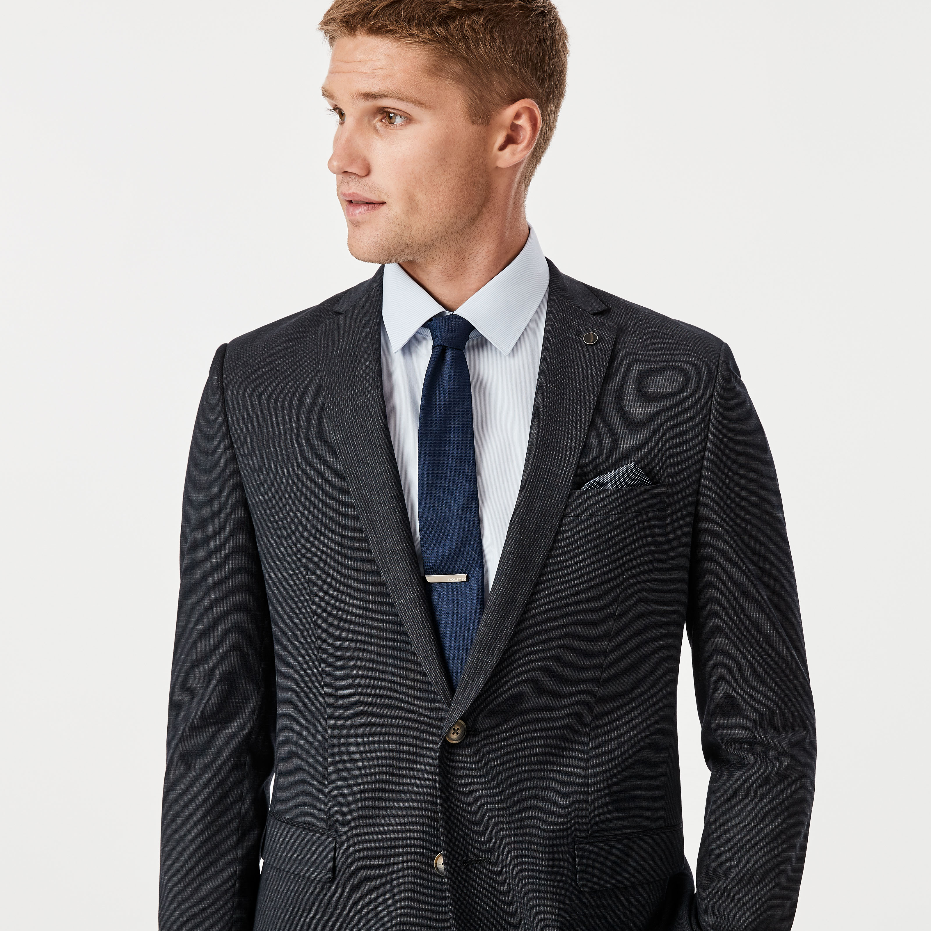 Demarco Dk Grey Slim Stretch Tailored Jacket Suit Jackets Politix